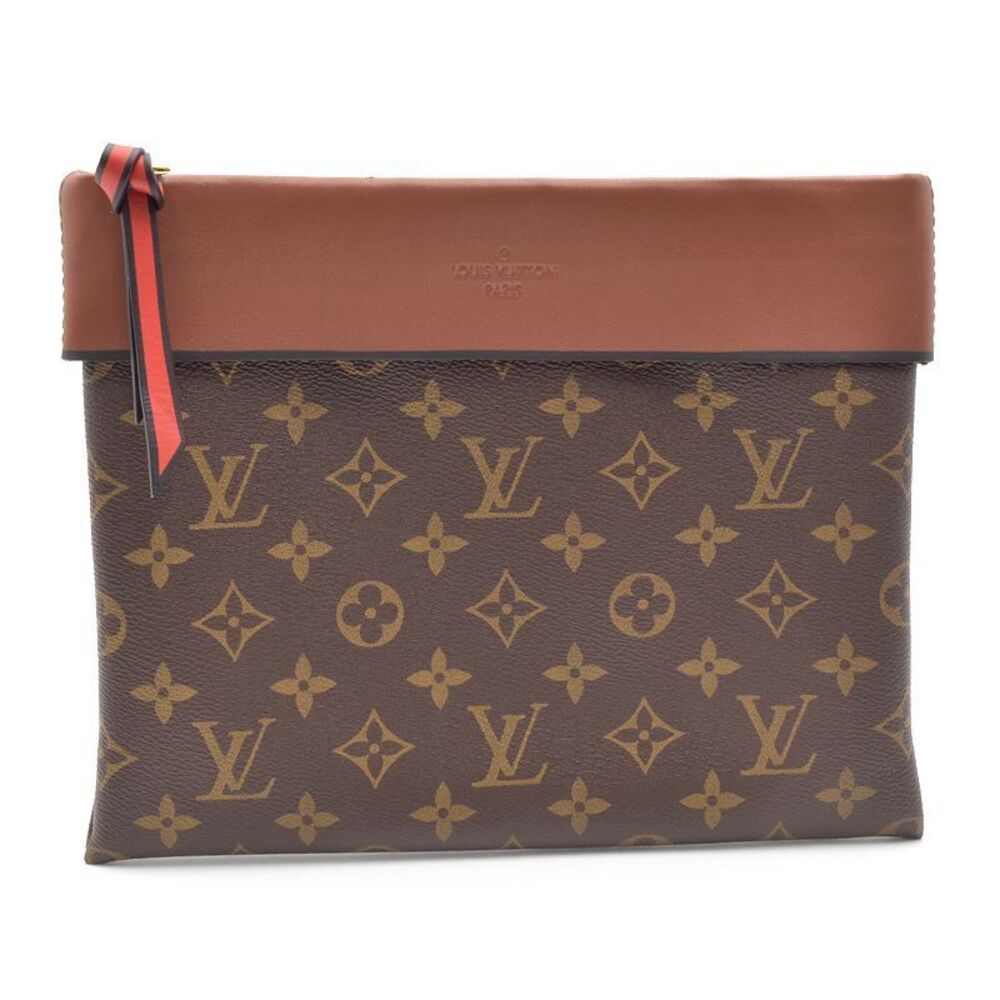 Louis Vuitton Leather Flat Pochette Brown Tuilseau Shoulder Clutch Bag - Picture 2 of 5
